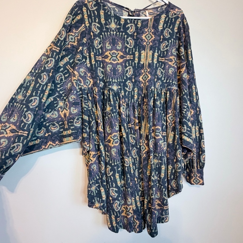 Free People Navy and Gold Tunic Top - Picture 2 of 9